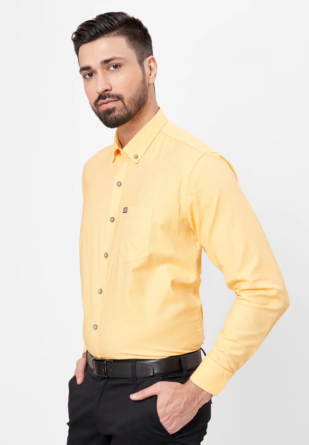 Men Yellow Slim Fit Formal Shirt - Image 3