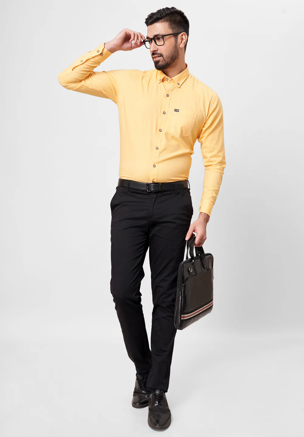 Men Yellow Slim Fit Formal Shirt - Image 5