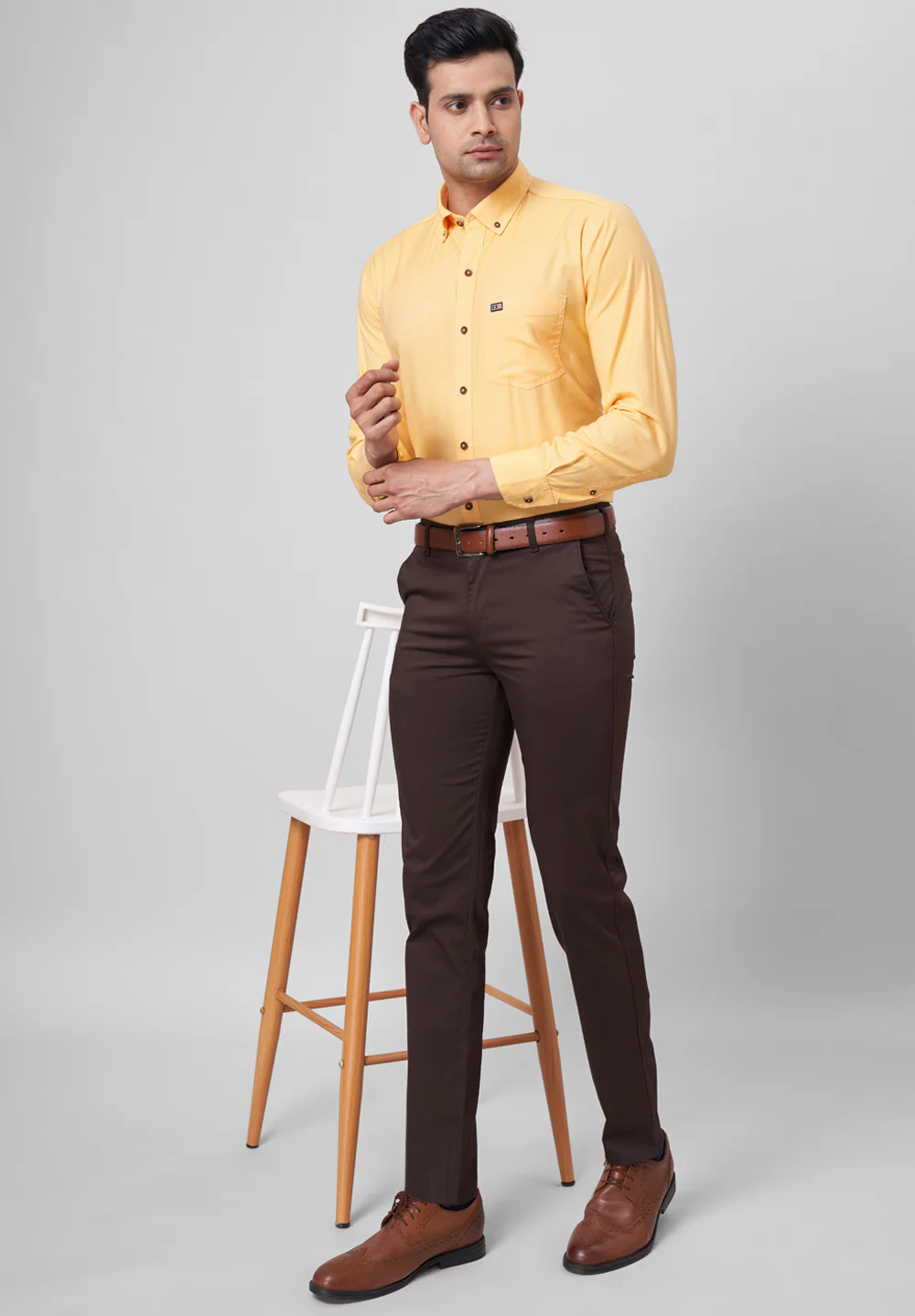 Men Yellow Smart Fit Formal Shirt - Image 4