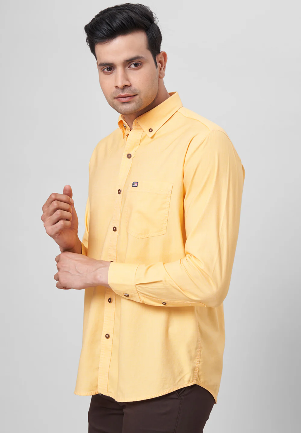 Men Yellow Smart Fit Formal Shirt - Image 5