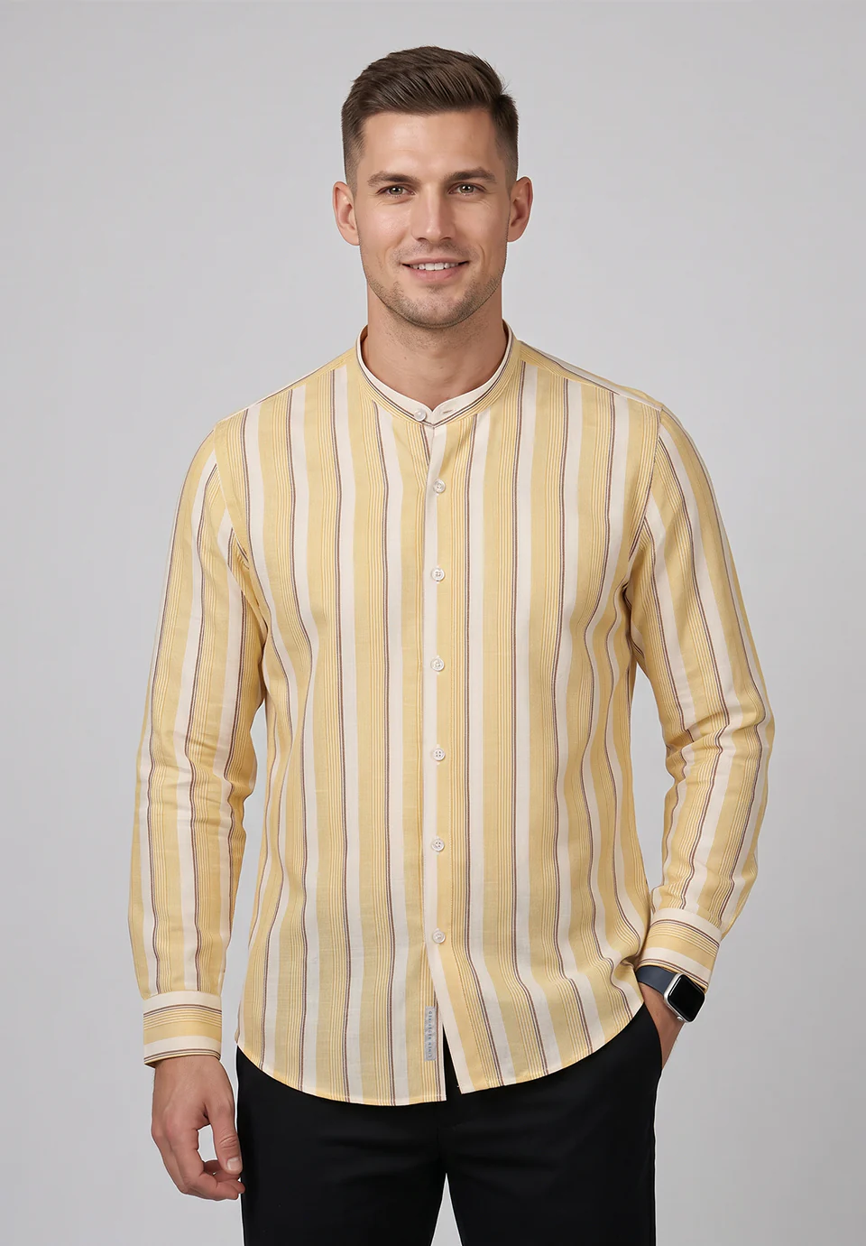 Men Yellow Slim Fit Formal Shirt
