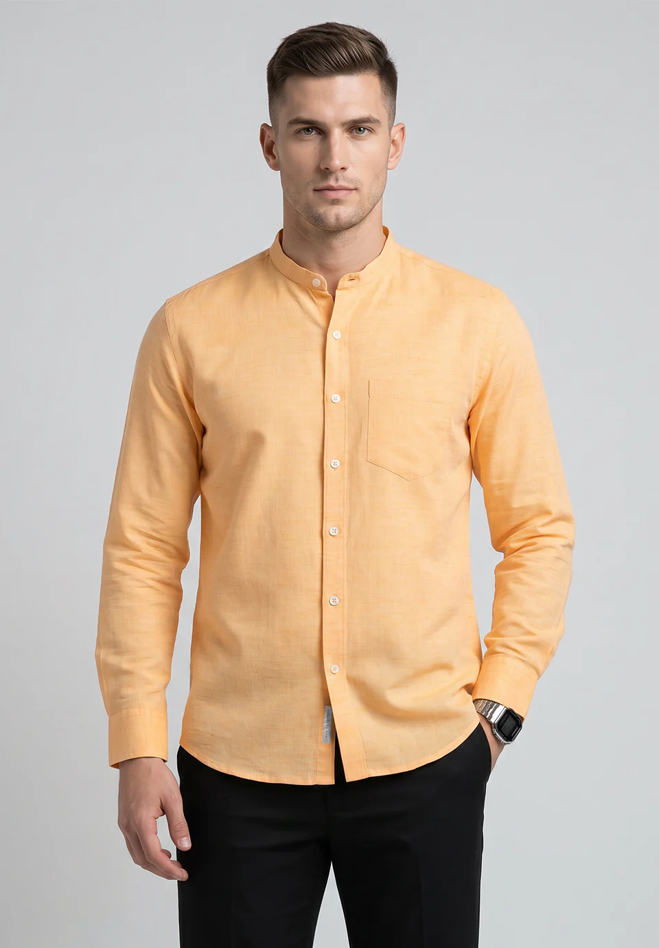 Men Yellow Slim Fit Formal Shirt
