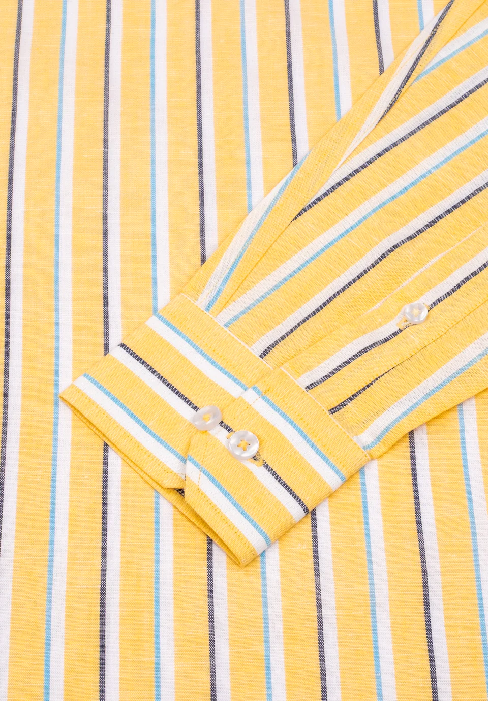 Men Yellow Striped Slim Fit Formal Shirt - Image 3