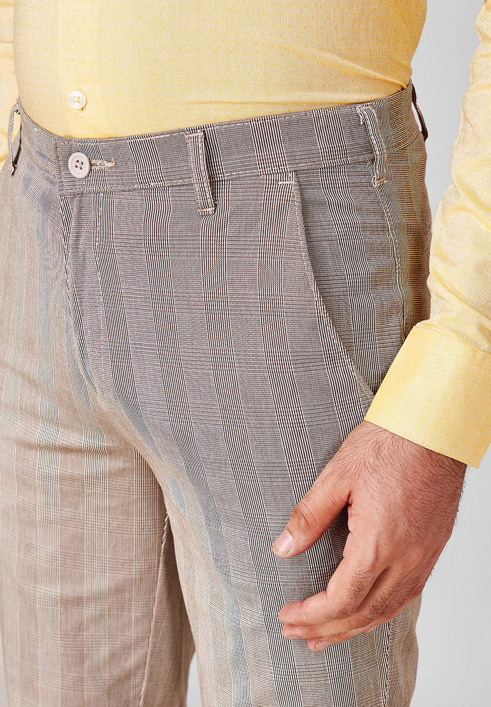 Beige Regular Fit Cotton Trouser - Image 3