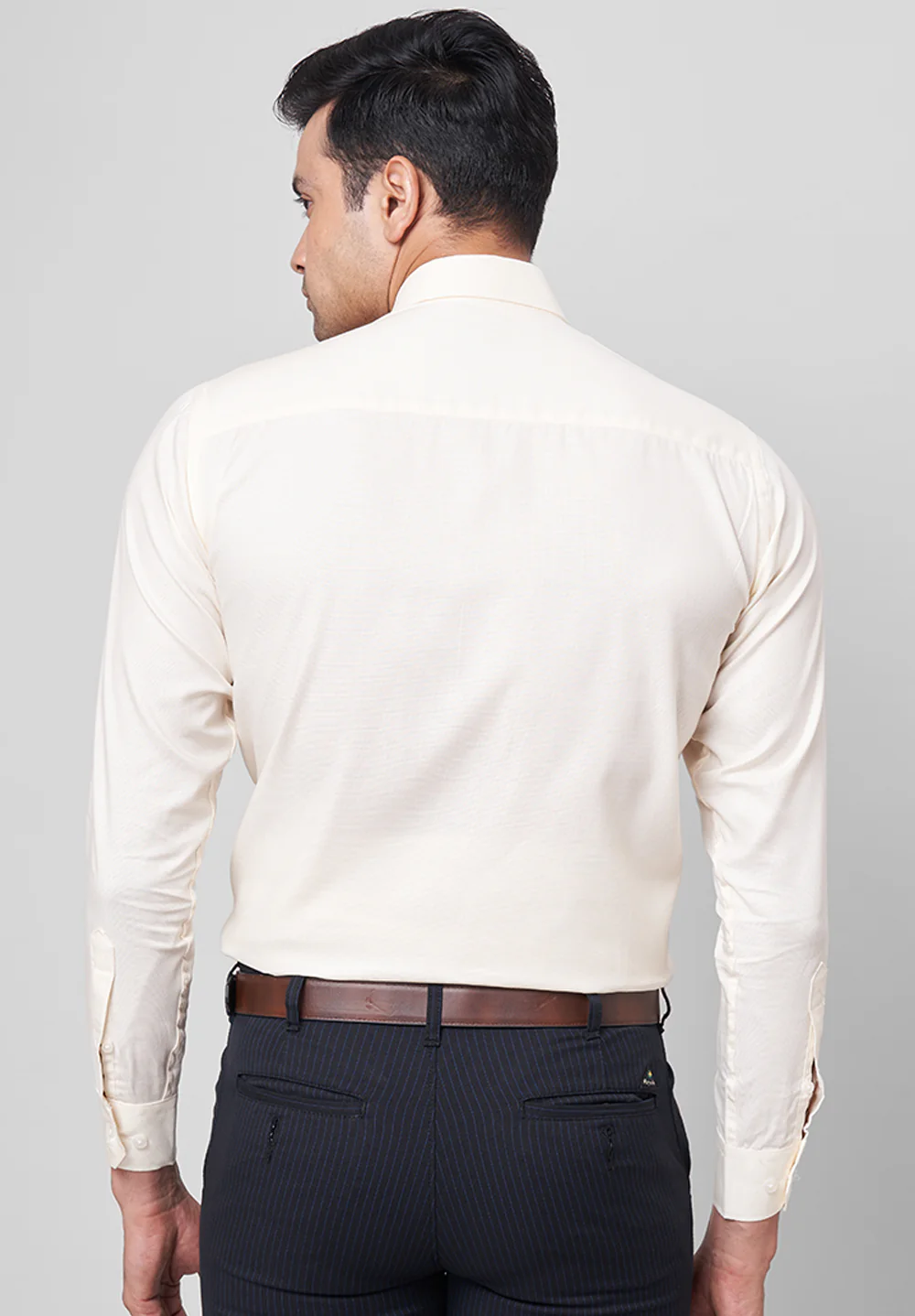 Men Beige Slim Fit Formal Shirt - Image 2