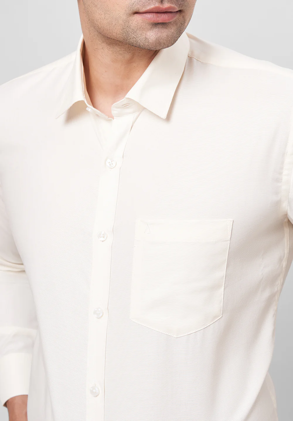 Men Beige Slim Fit Formal Shirt - Image 3