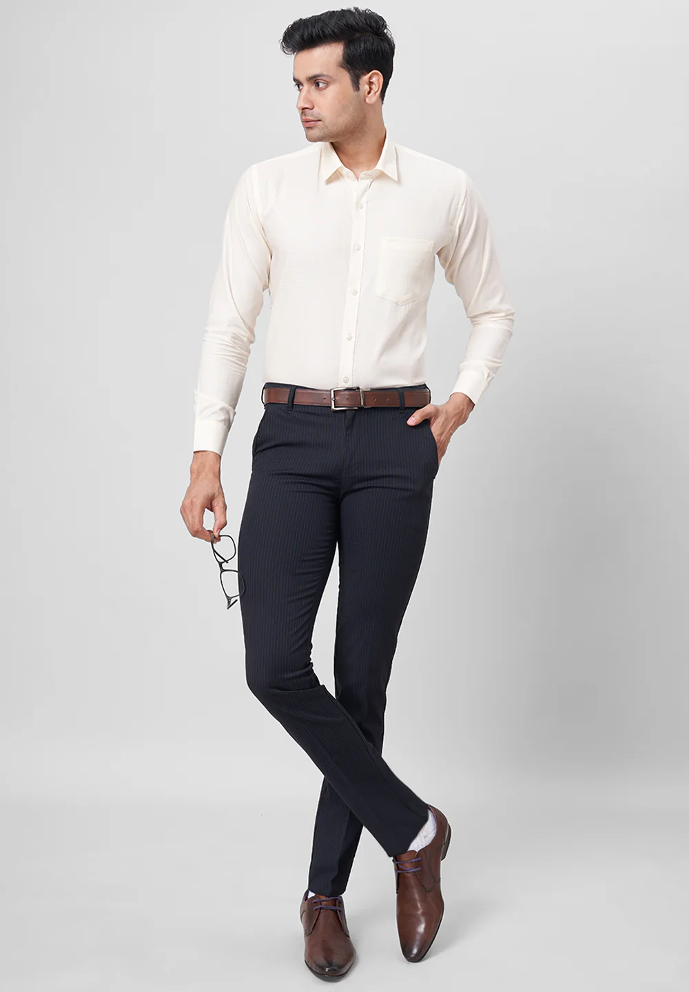 Men Beige Slim Fit Formal Shirt - Image 5