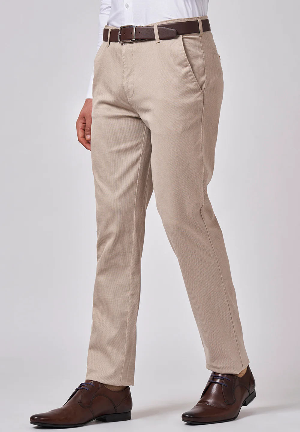 Beige Regular Fit Cotton Trouser - Image 3