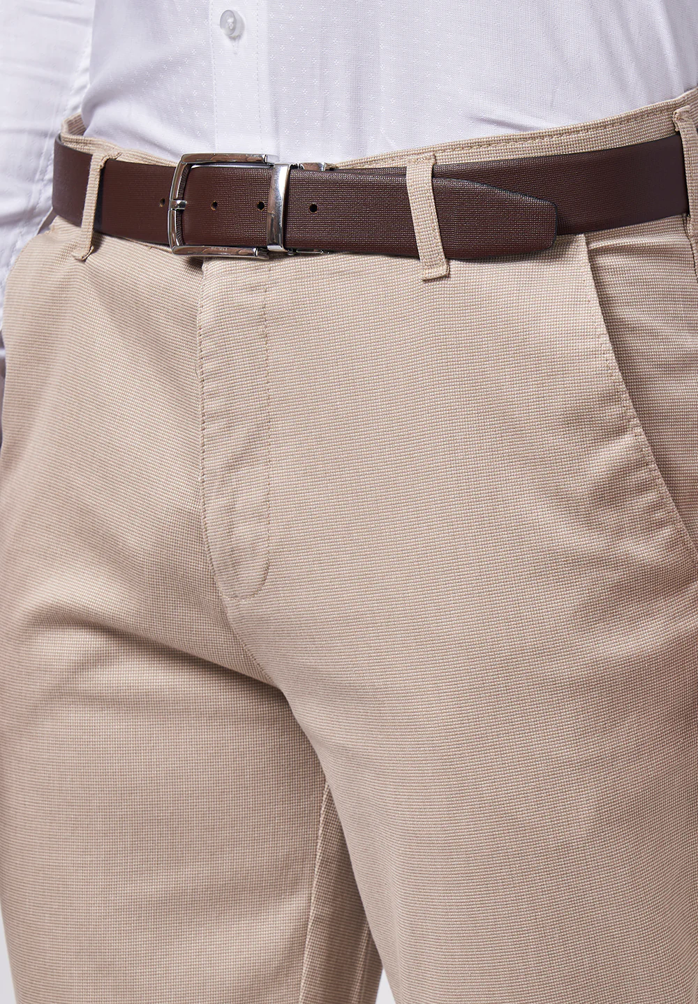 Beige Regular Fit Cotton Trouser - Image 4