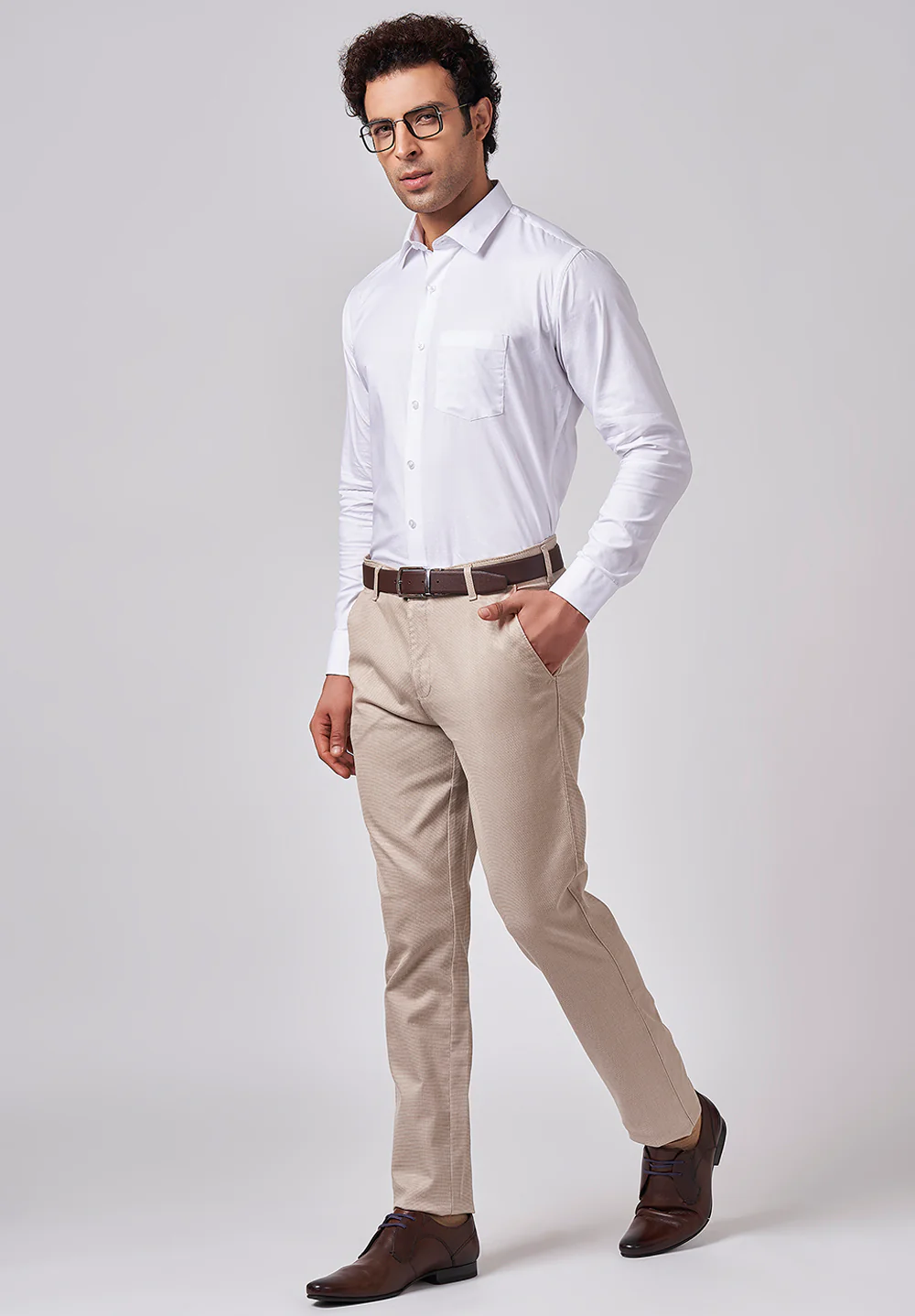 Beige Regular Fit Cotton Trouser - Image 5