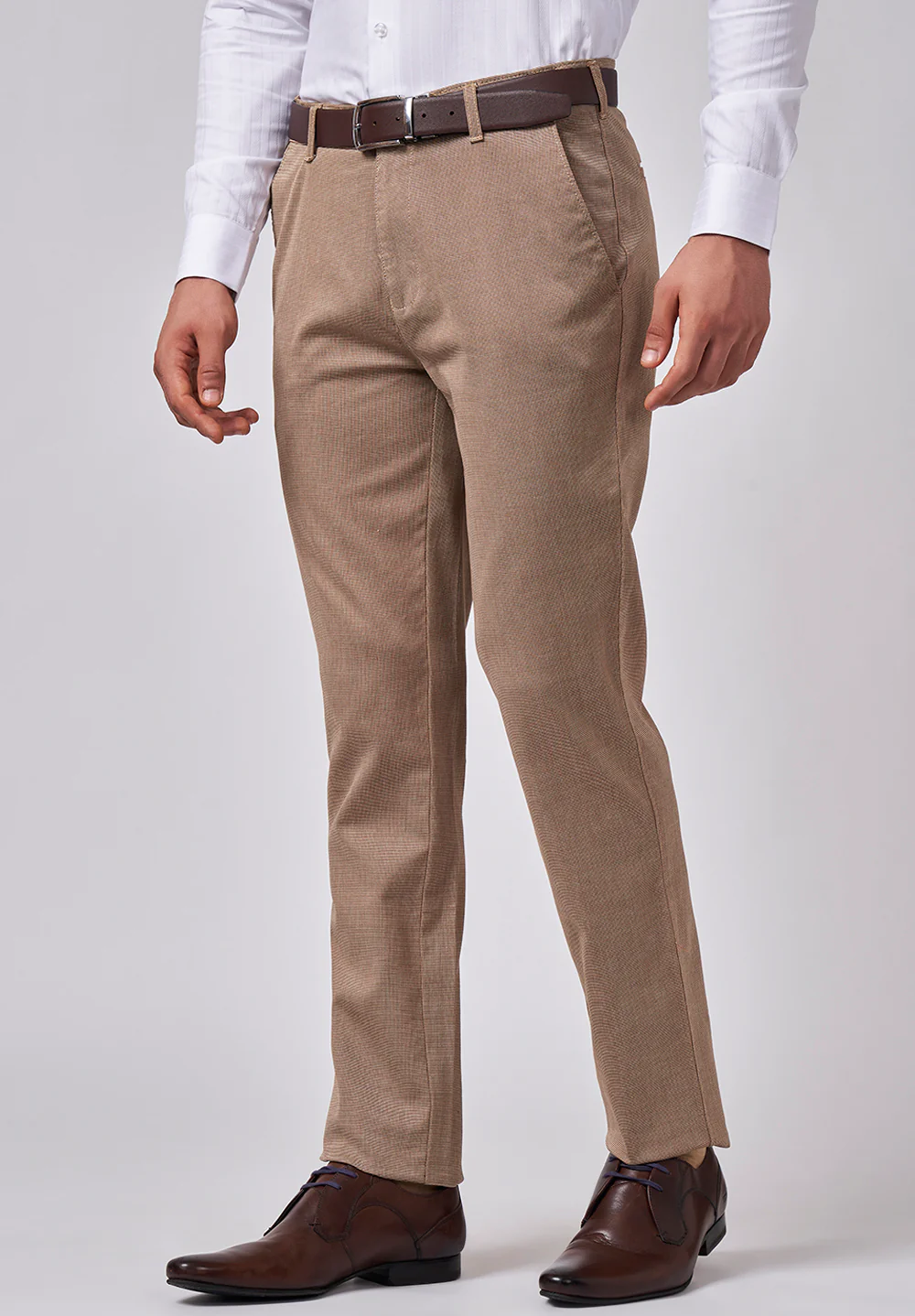 Beige Regular Fit Cotton Trouser - Image 3