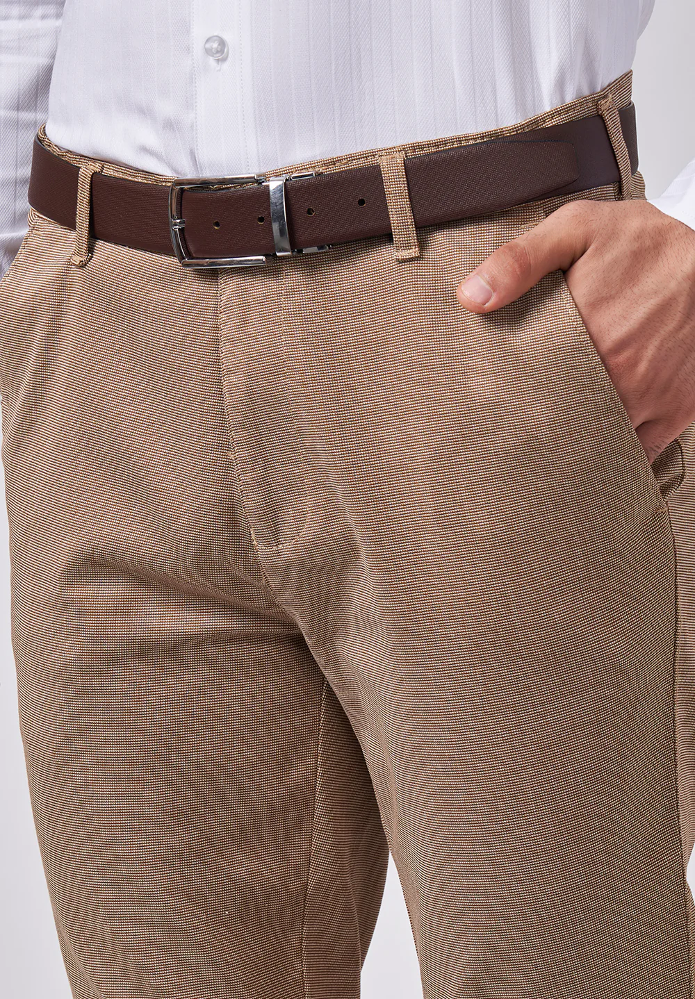 Beige Regular Fit Cotton Trouser - Image 4