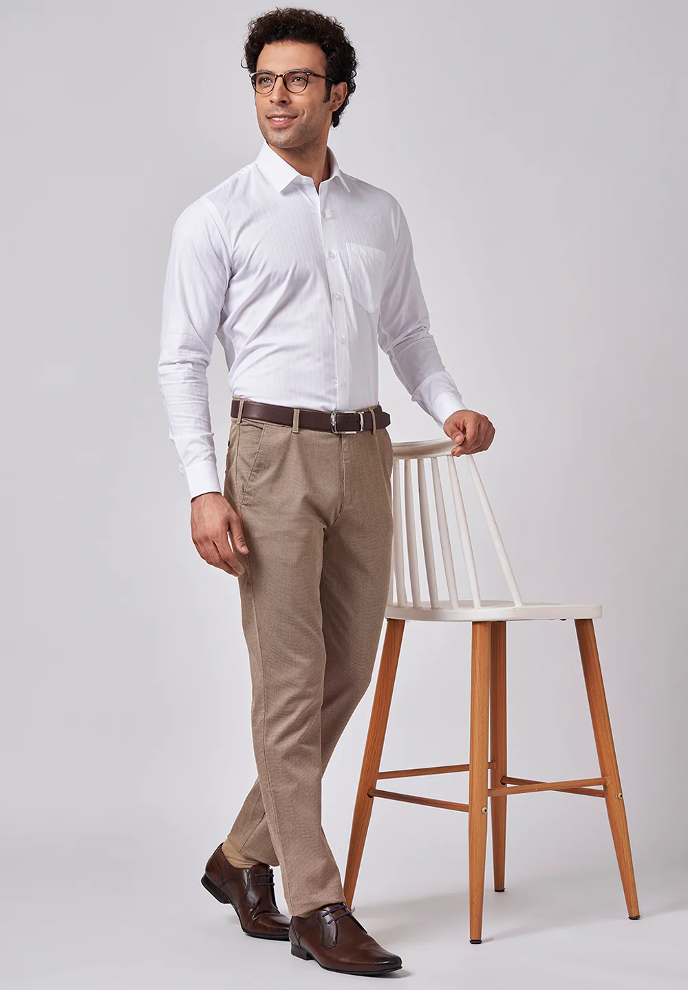 Beige Regular Fit Cotton Trouser - Image 5