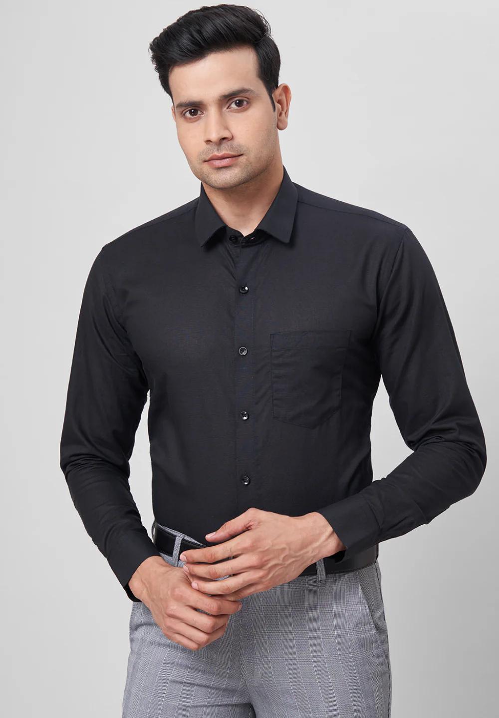Men Black Slim Fit Formal Shirt