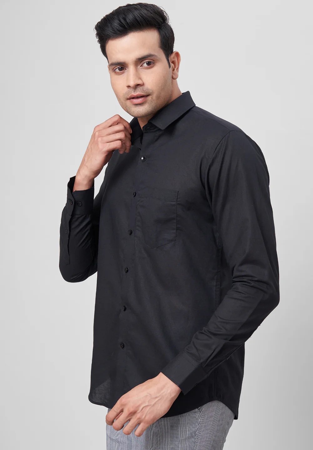 Men Black Slim Fit Formal Shirt - Image 2