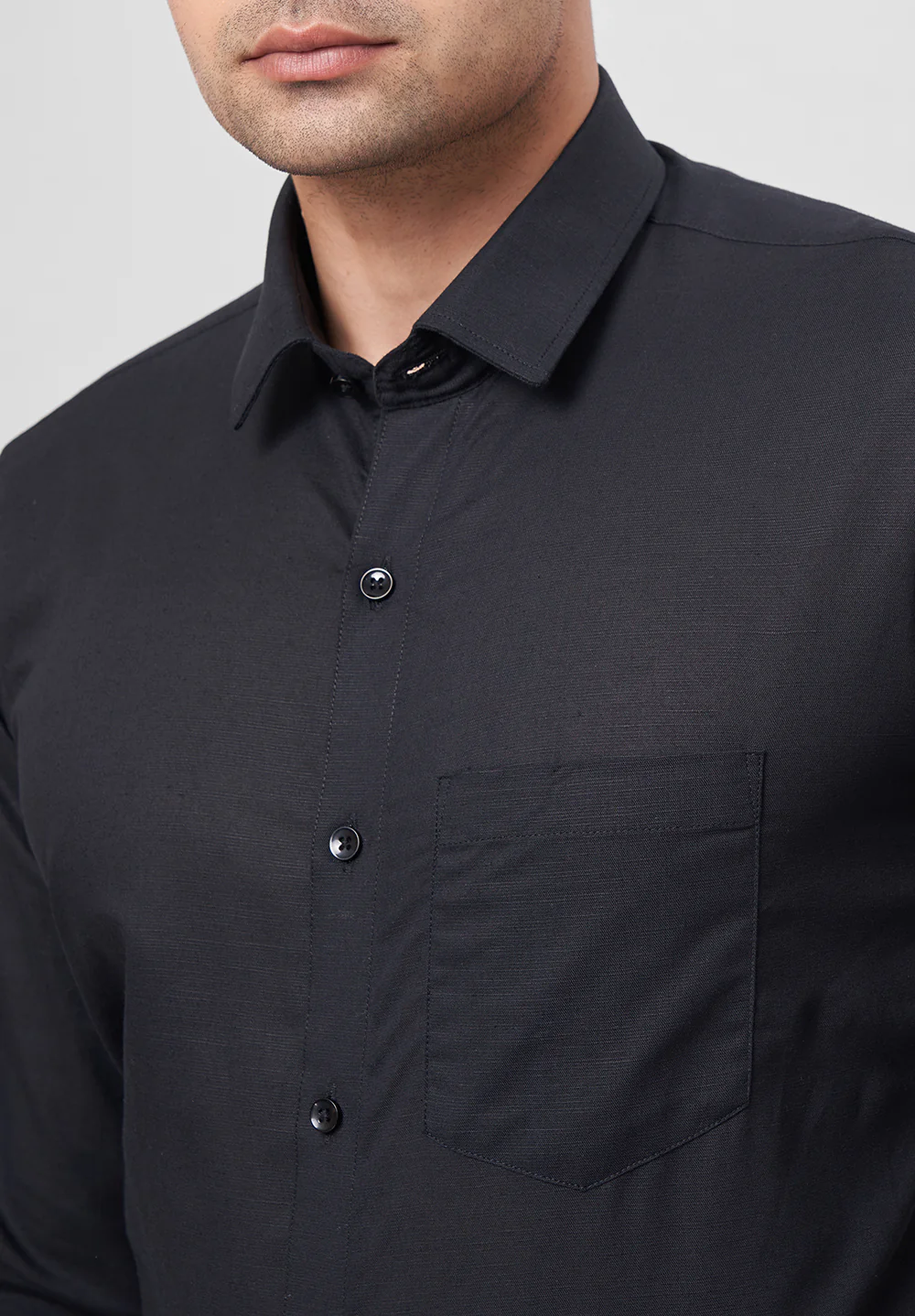 Men Black Slim Fit Formal Shirt - Image 4
