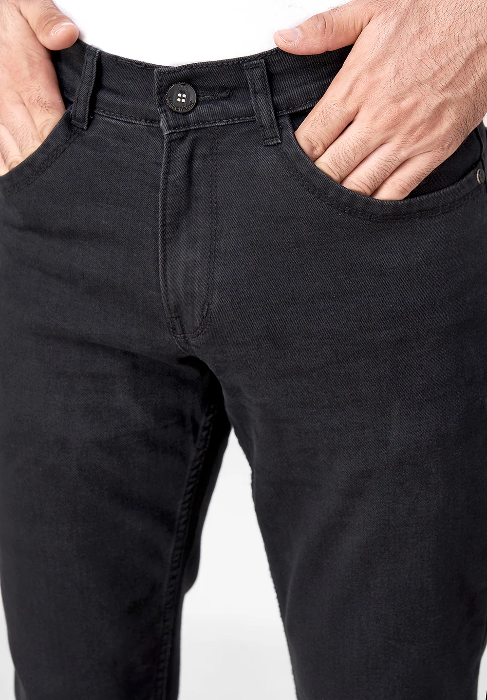 Black Plain Slim Fit Jeans - Image 3