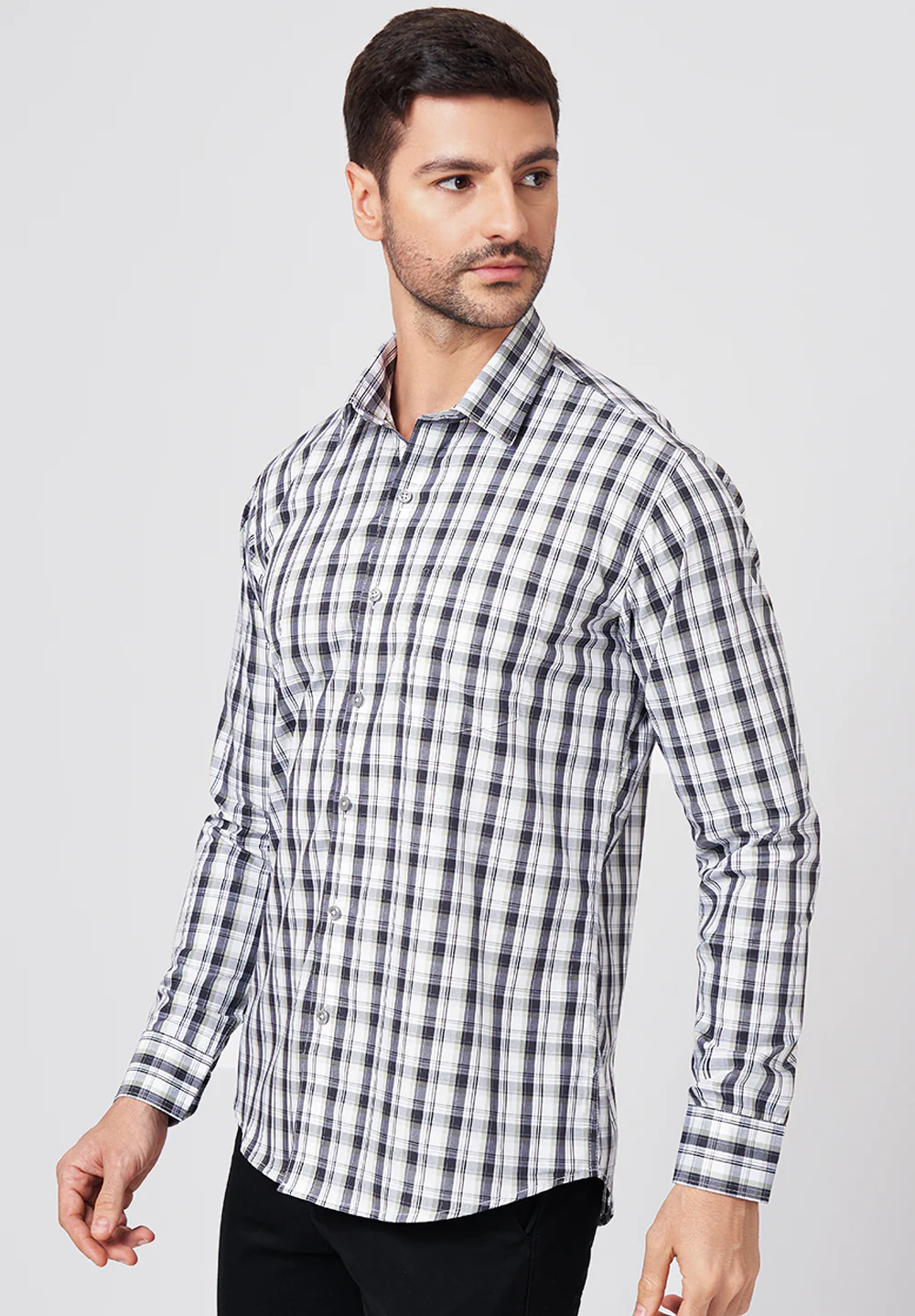 Men Black Slim Fit Formal Shirt - Image 2