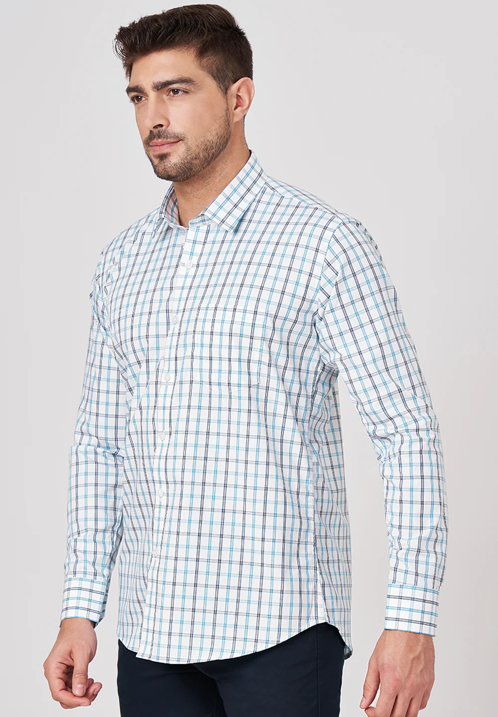 Men Blue Slim Fit Formal Shirt - Image 2