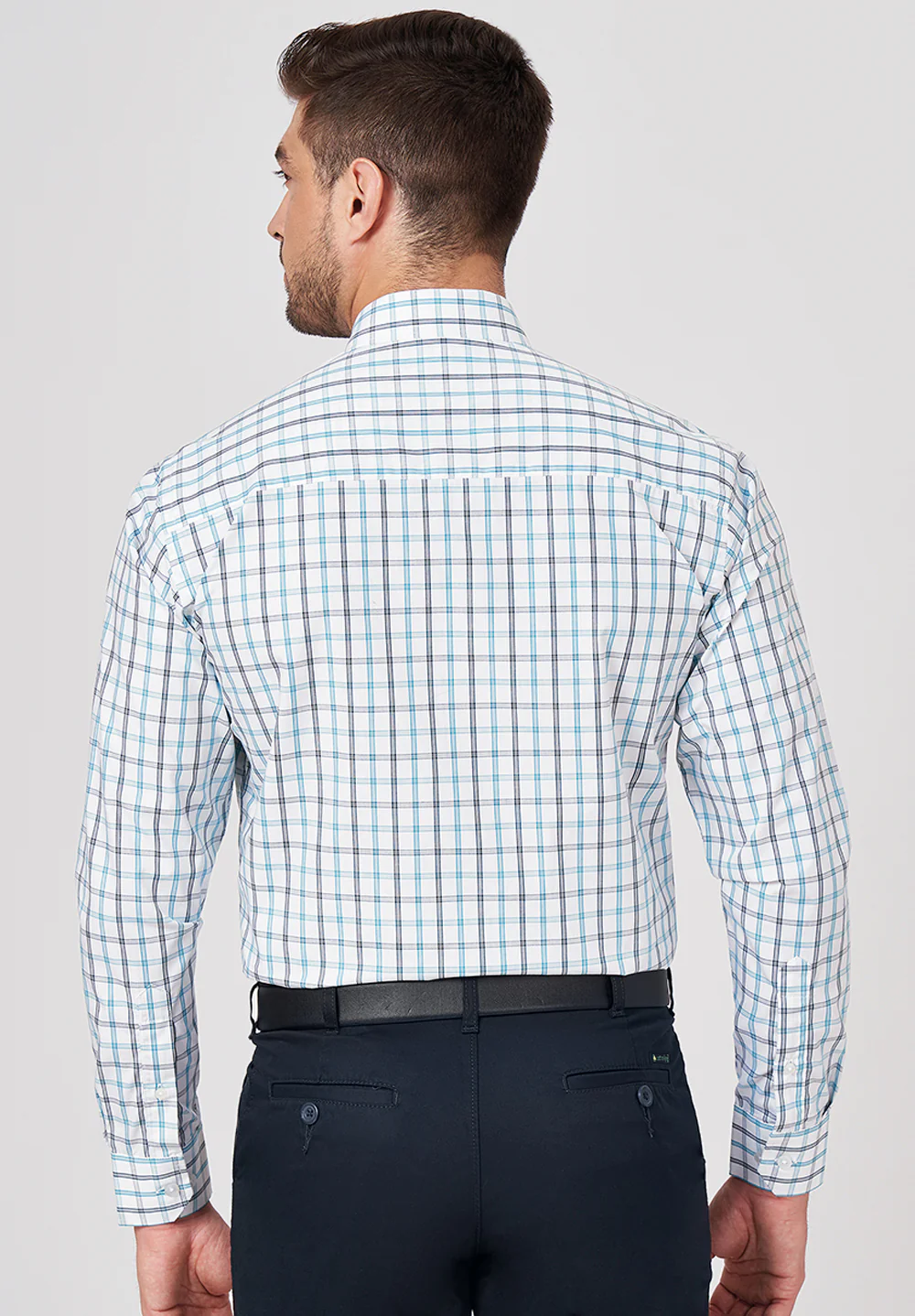 Men Blue Slim Fit Formal Shirt - Image 3