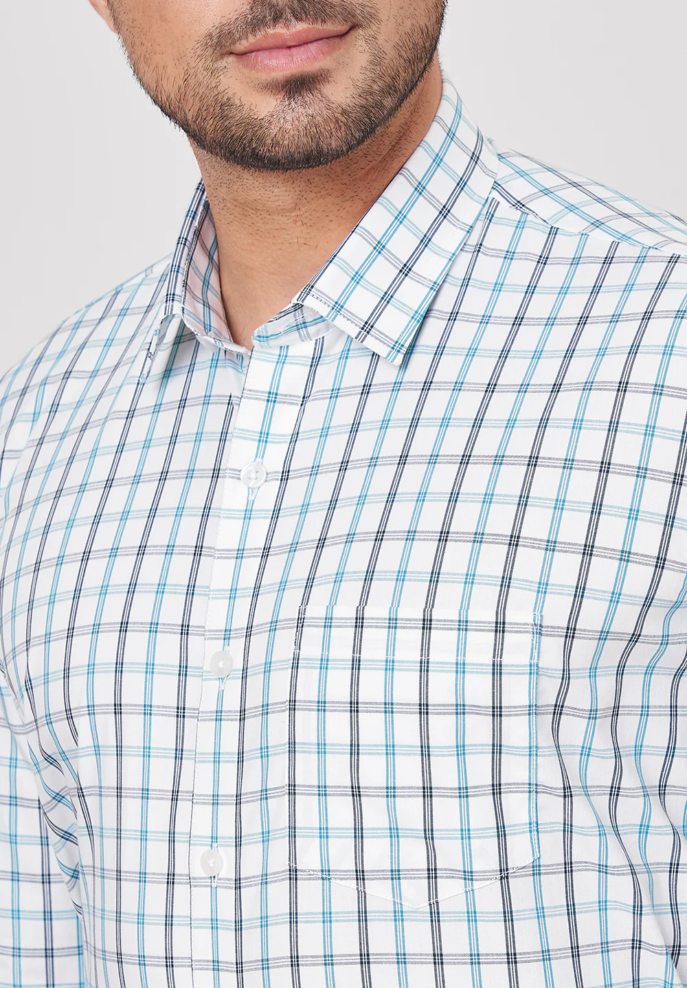 Men Blue Slim Fit Formal Shirt - Image 4