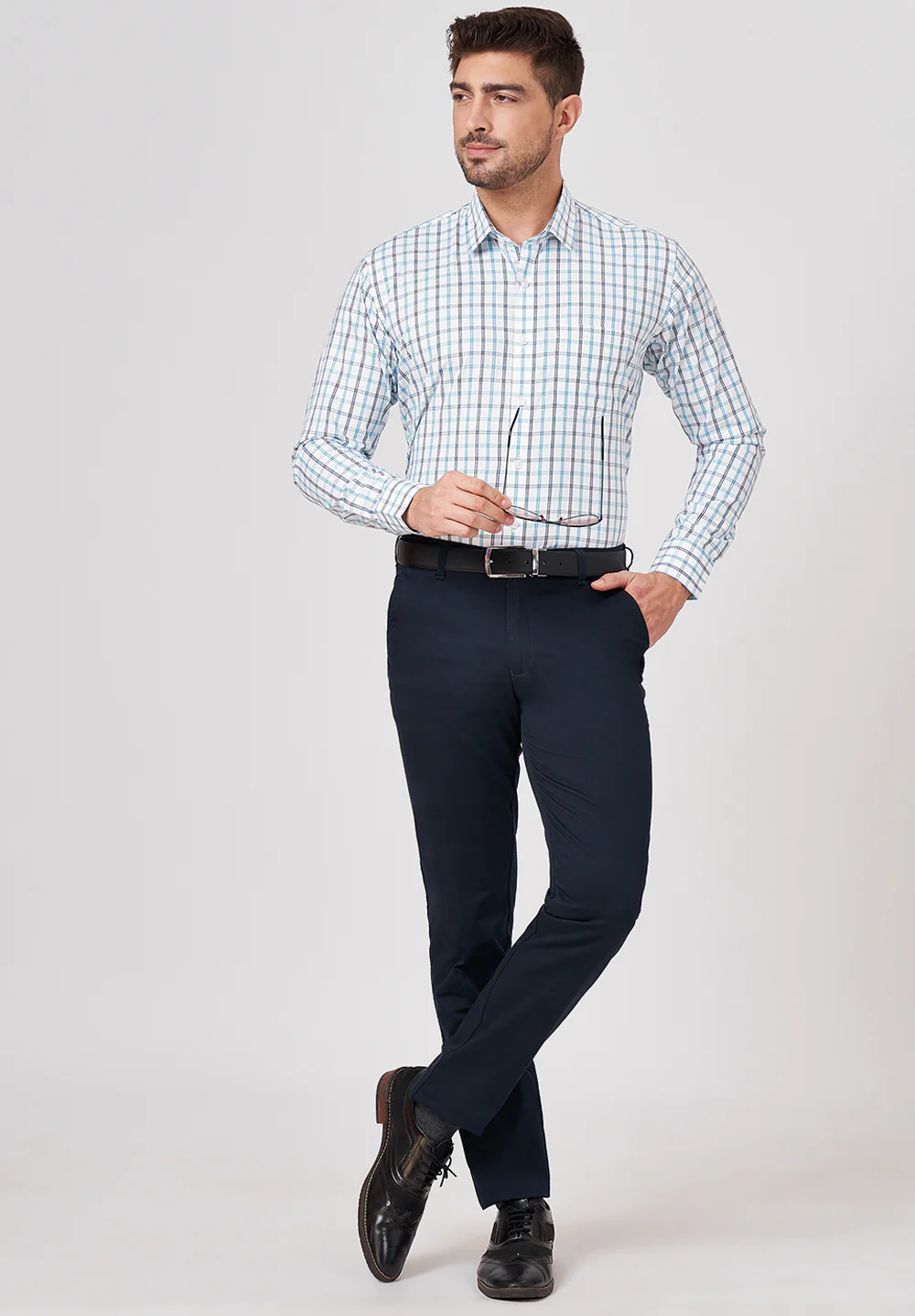 Men Blue Slim Fit Formal Shirt - Image 5