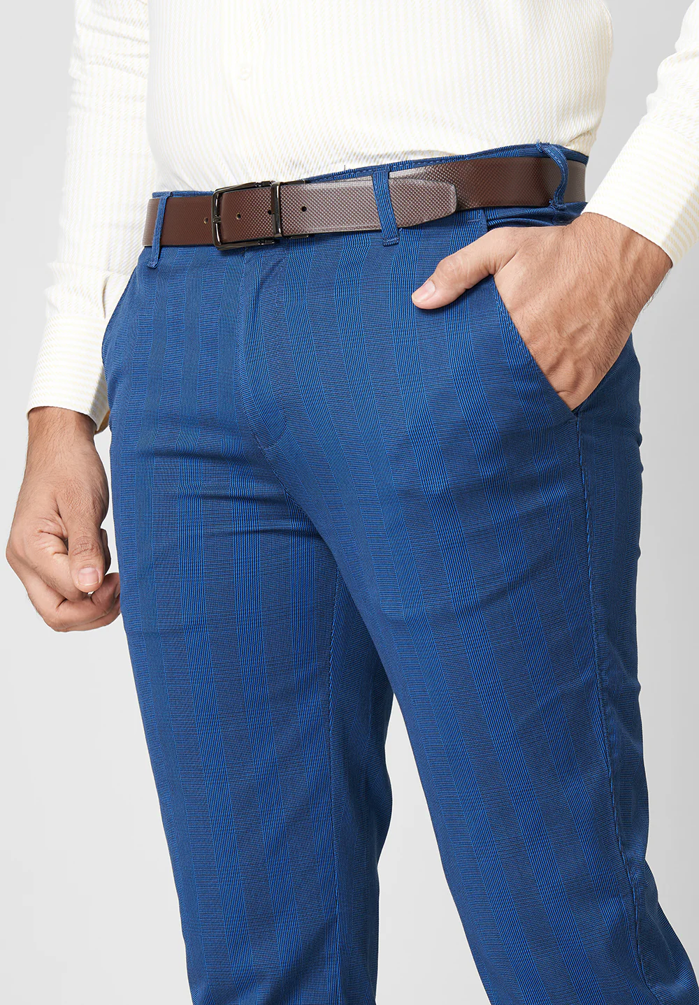 Blue Regular Fit Cotton Trouser - Image 3