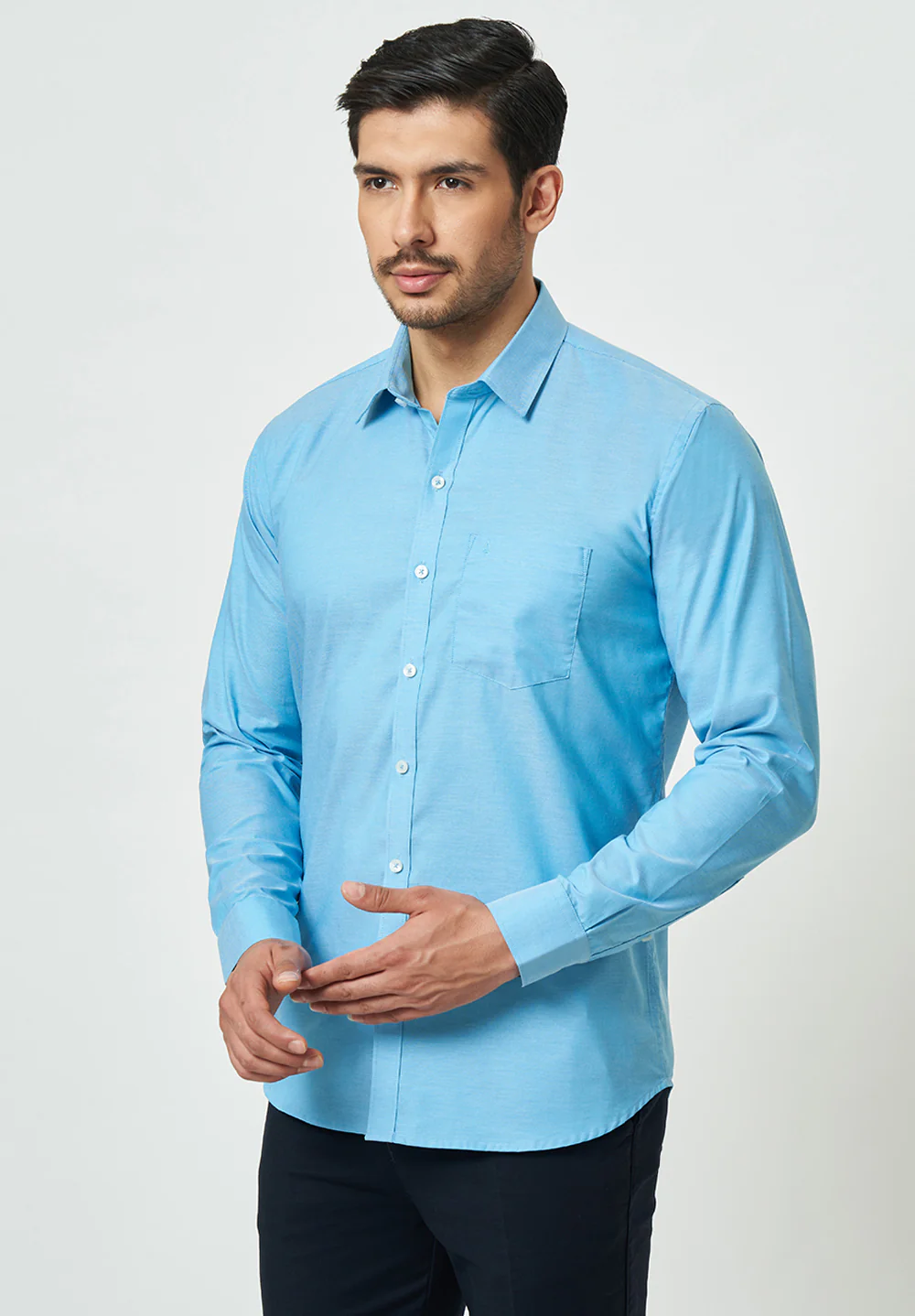 Men Blue Slim Fit Formal Shirt - Image 2
