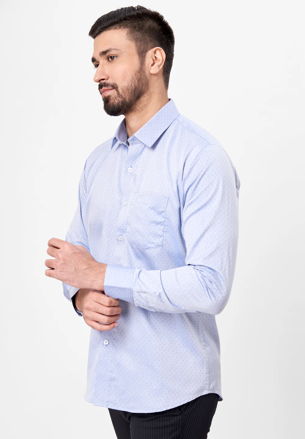 Men Blue Slim Fit Formal Shirt - Image 2