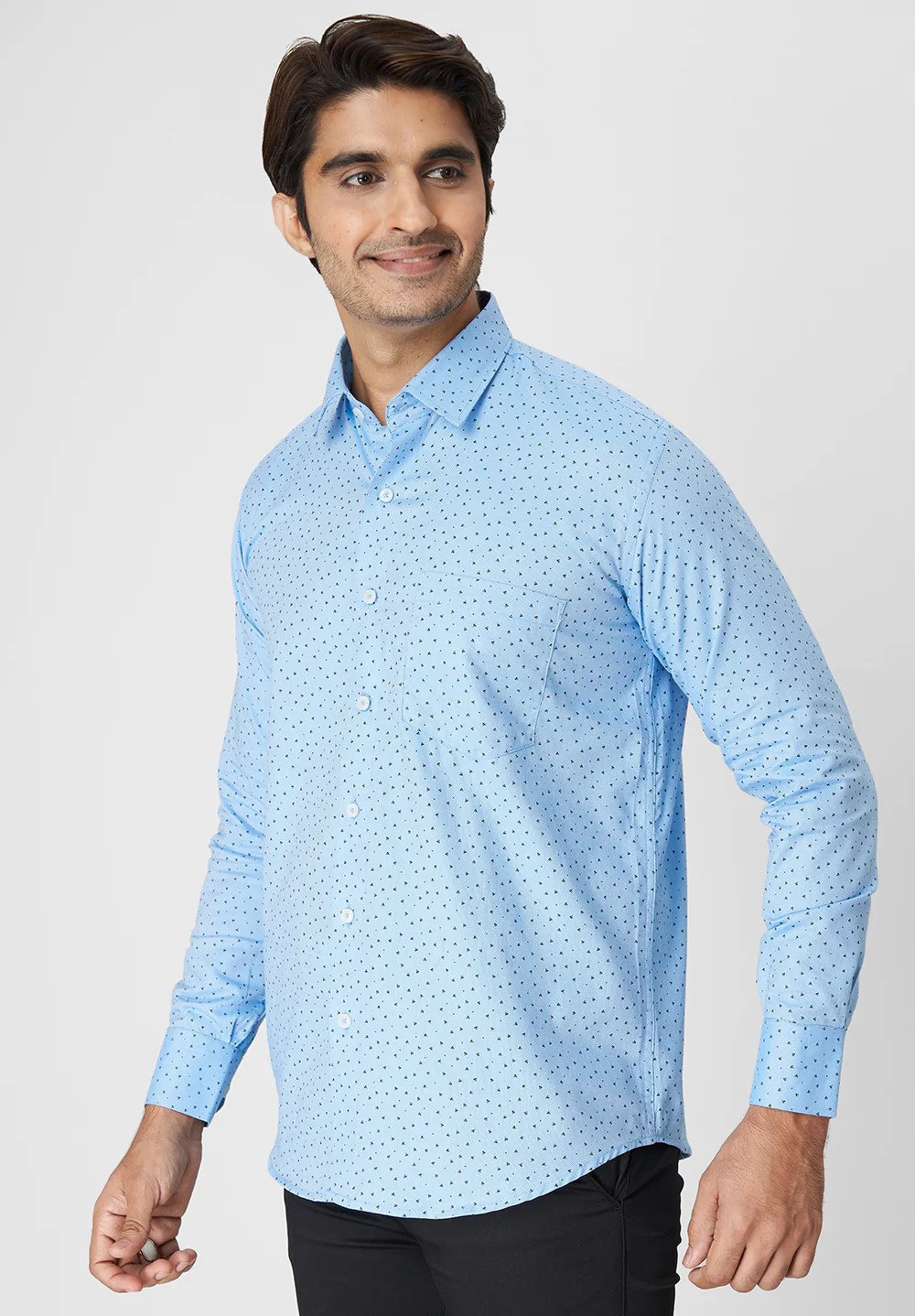 Men Blue Smart Fit Formal Shirt - Image 3