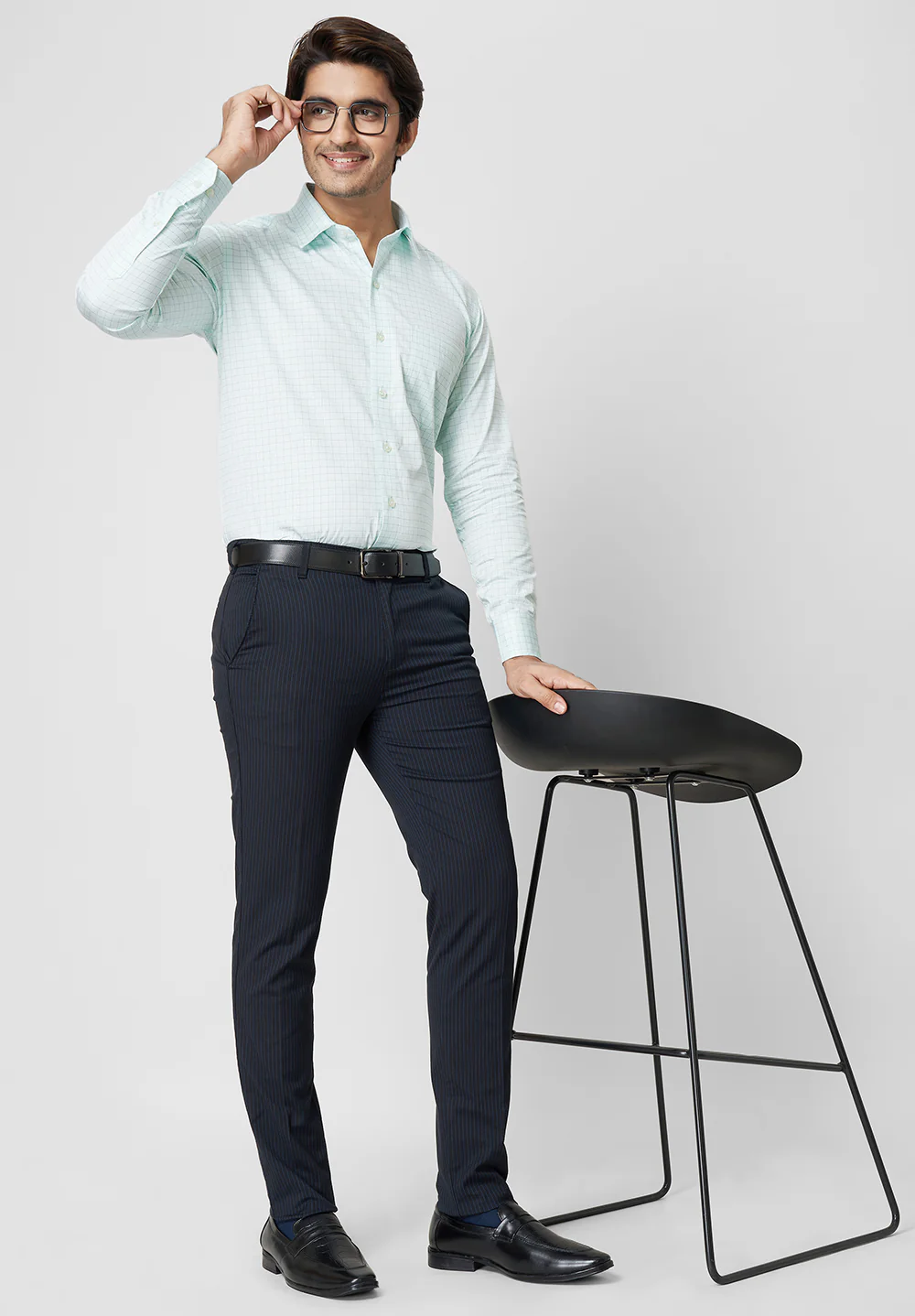 Blue Narrow Fit Cotton Trouser - Image 4