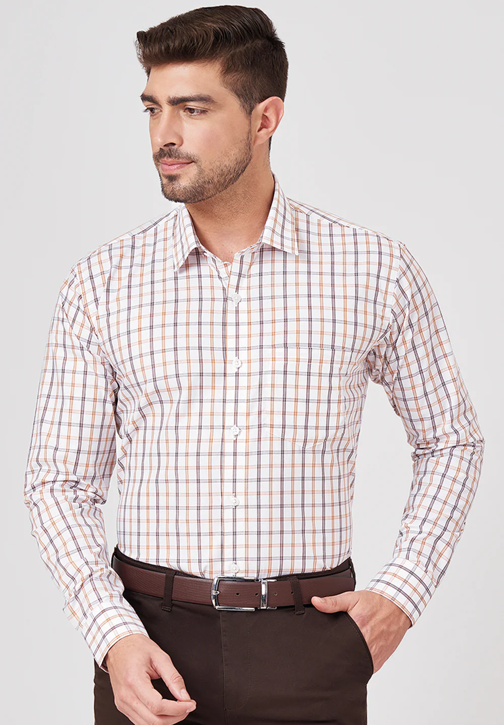 Men Brown Slim Fit Formal Shirt