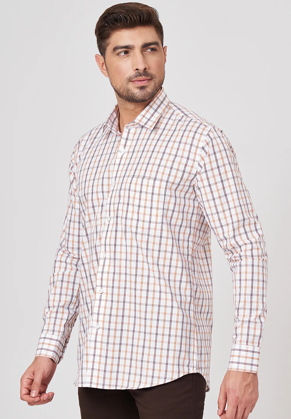 Men Brown Slim Fit Formal Shirt - Image 3
