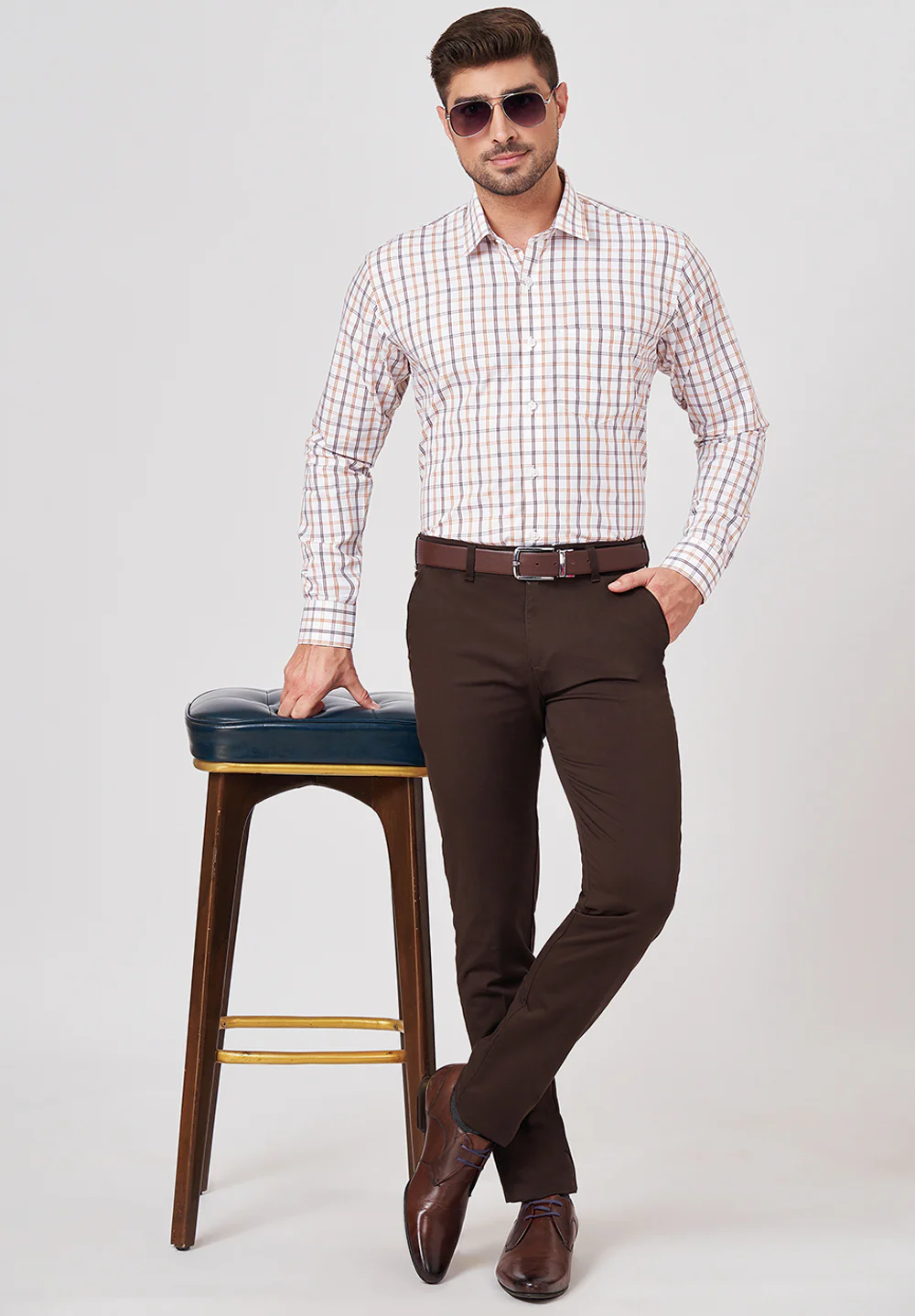 Men Brown Slim Fit Formal Shirt - Image 5