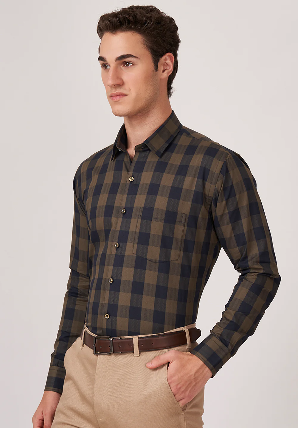 Men Brown Slim Fit Formal Shirt - Image 3