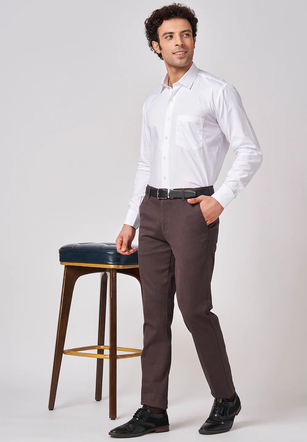 Brown Narrow Fit Cotton Trouser - Image 2