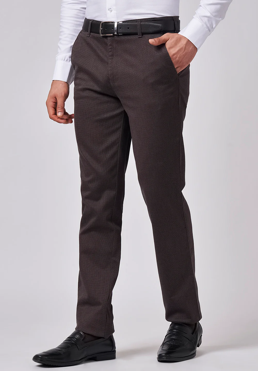 Brown Regular Fit Cotton Trouser - Image 3