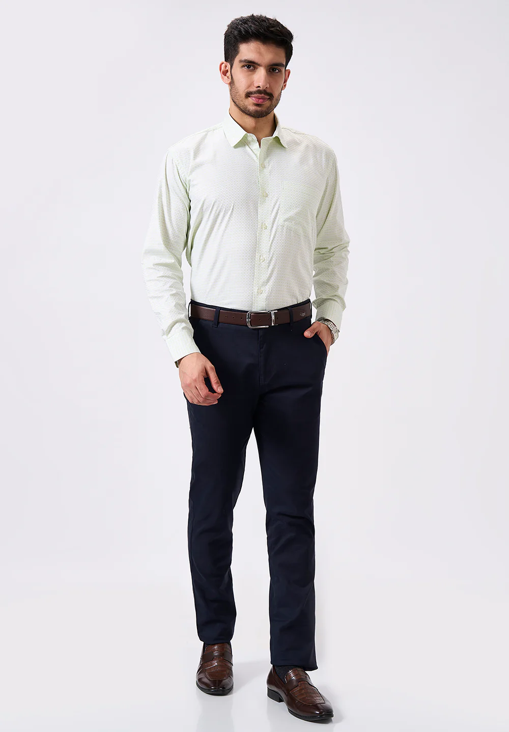 Men Green Regular Fit Formal Shirt - Image 5