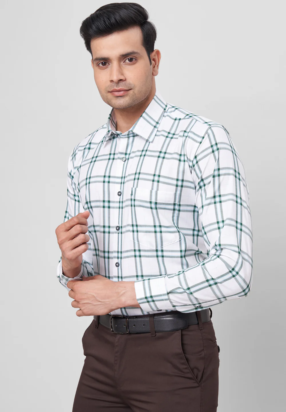 Men Green Regular Fit Formal Shirt - Image 5