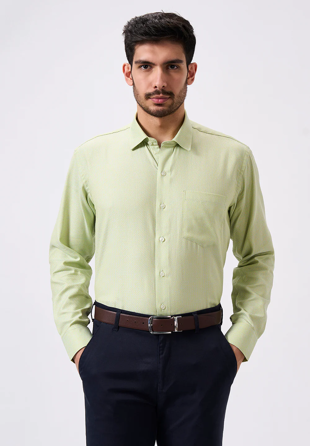 Men Green Regular Fit Formal Shirt