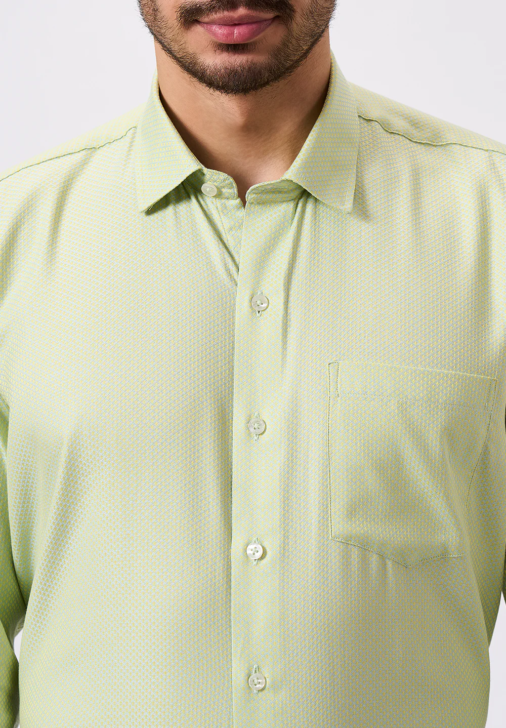 Men Green Regular Fit Formal Shirt - Image 4