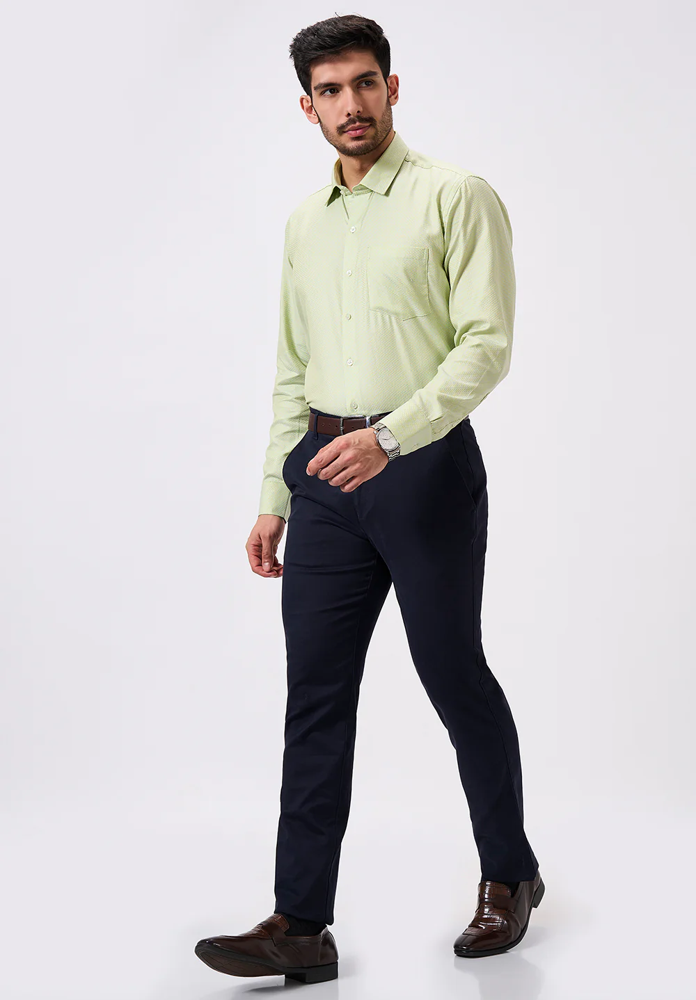 Men Green Regular Fit Formal Shirt - Image 5