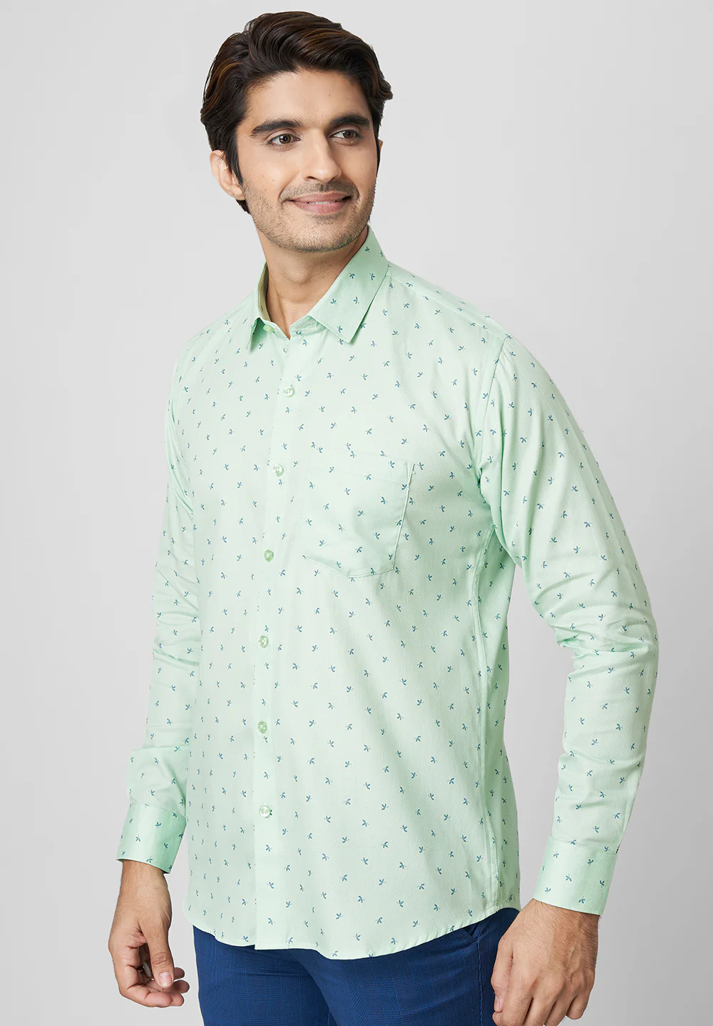 Men Green Slim Fit Formal Shirt - Image 2