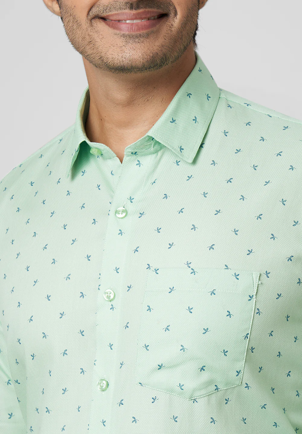 Men Green Slim Fit Formal Shirt - Image 4