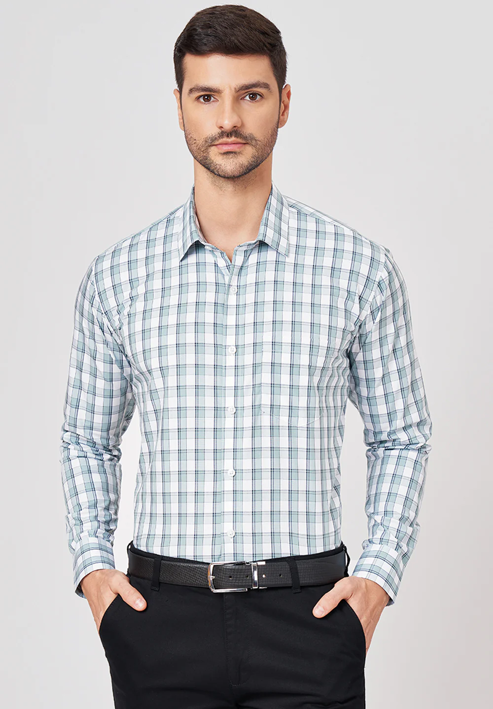 Men Grey Slim Fit Formal Shirt