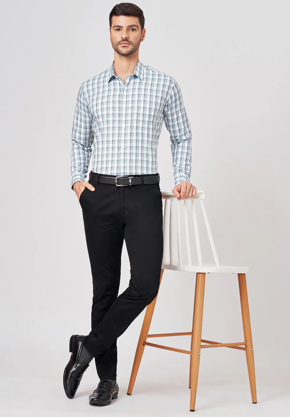 Men Grey Slim Fit Formal Shirt - Image 5