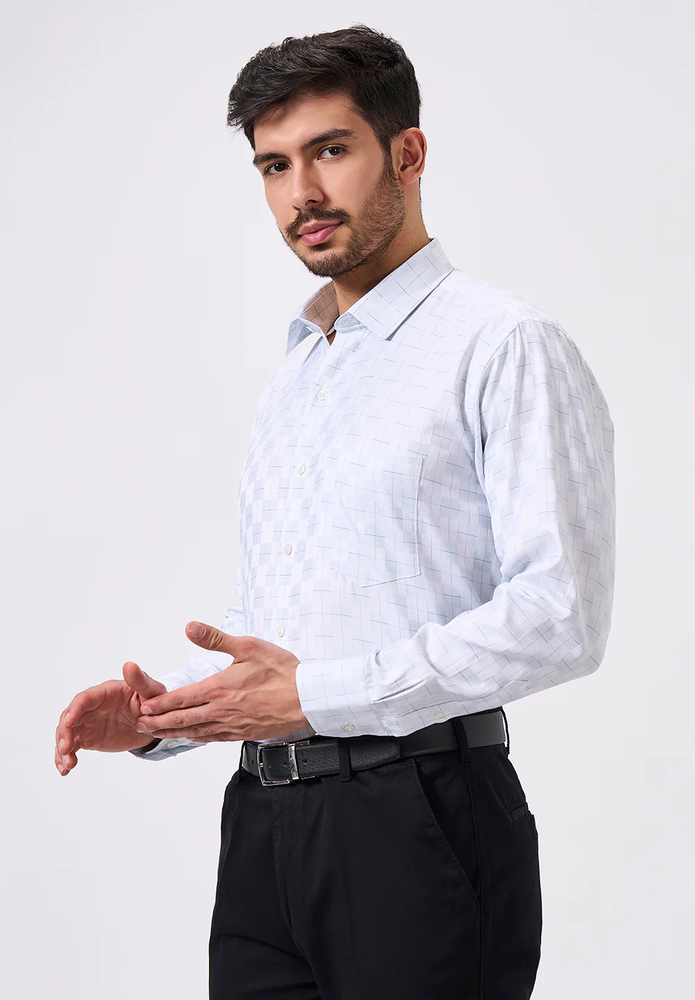 Men Grey Regular Fit Formal Shirt - Image 3