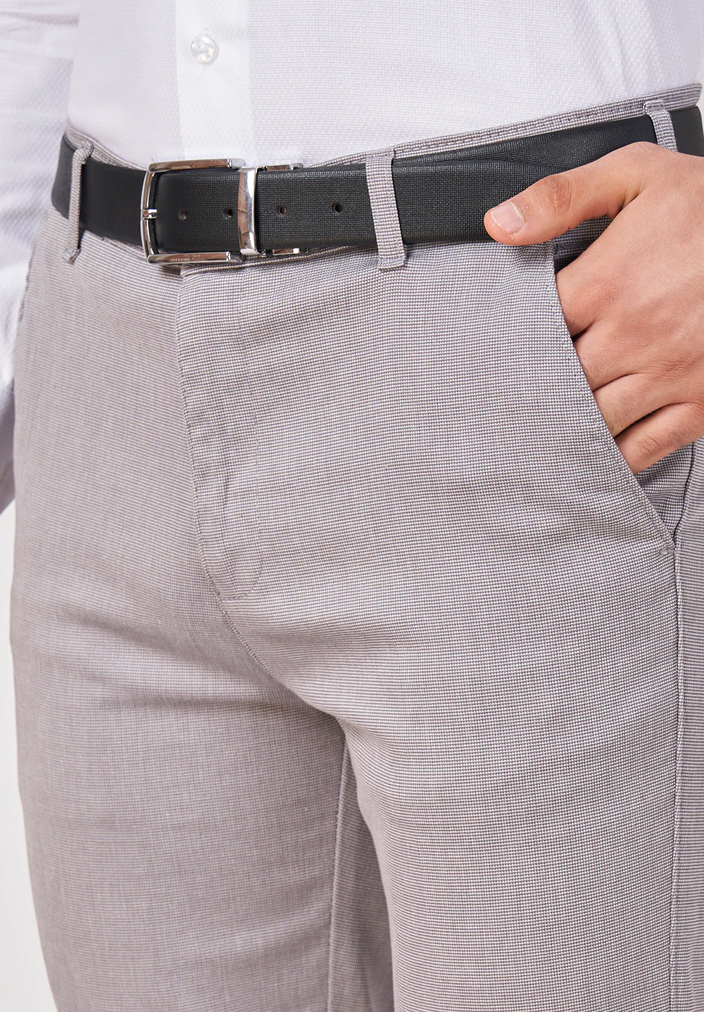 Grey Narrow Fit Cotton Trouser - Image 4