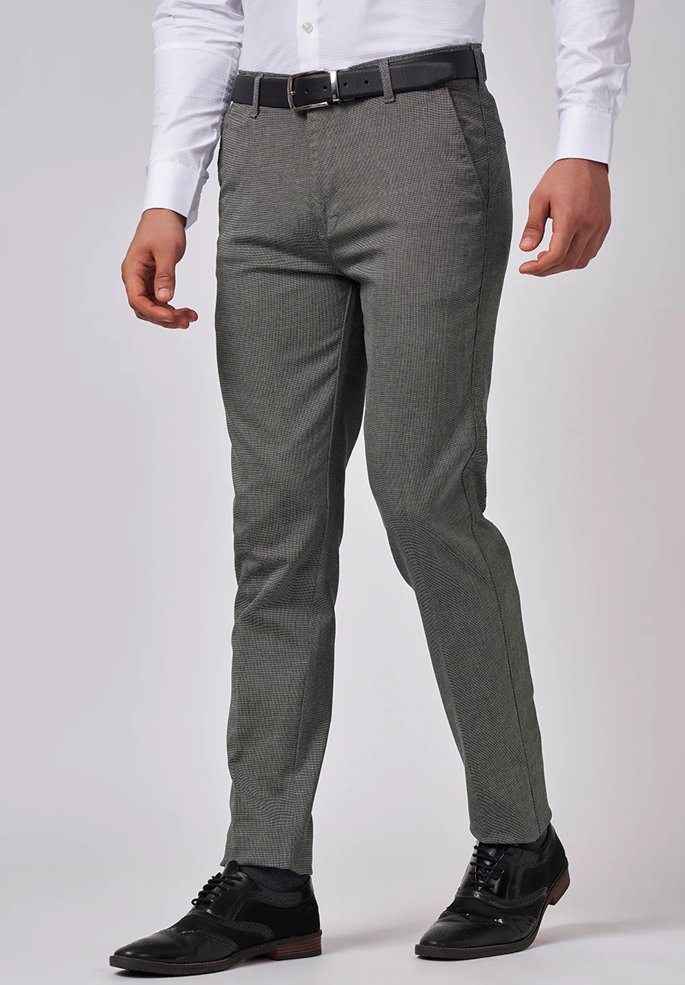 Grey Narrow Fit Cotton Trouser - Image 3
