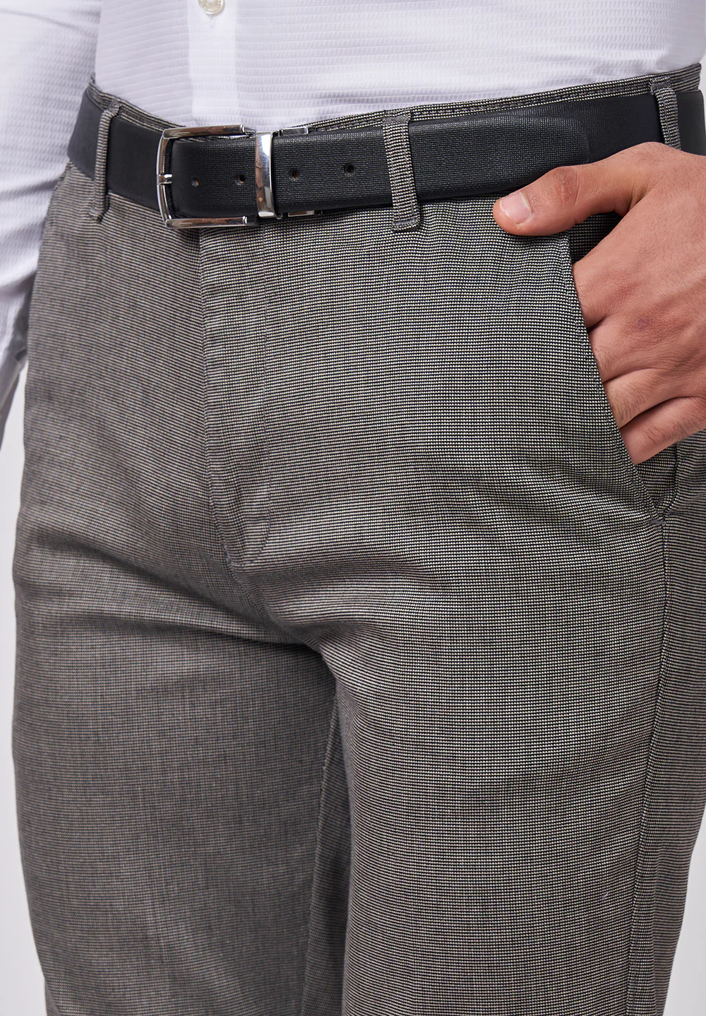 Grey Narrow Fit Cotton Trouser - Image 4